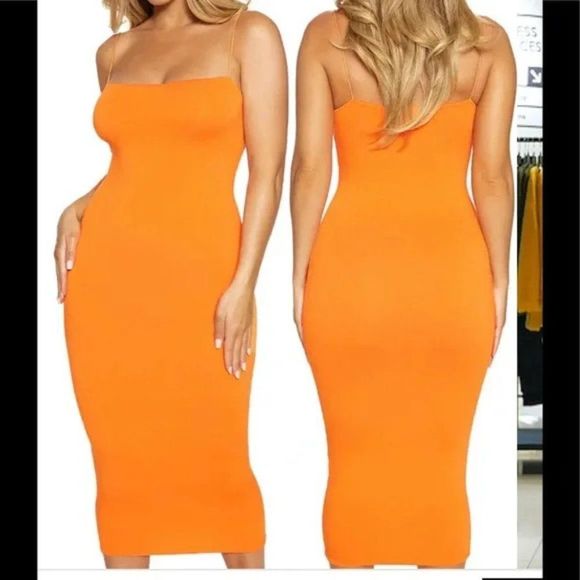 Naked Wardrobe Sultry Sheath Dress Spaghetti Bodycon Figure Square Neck … - Picture 4 of 5